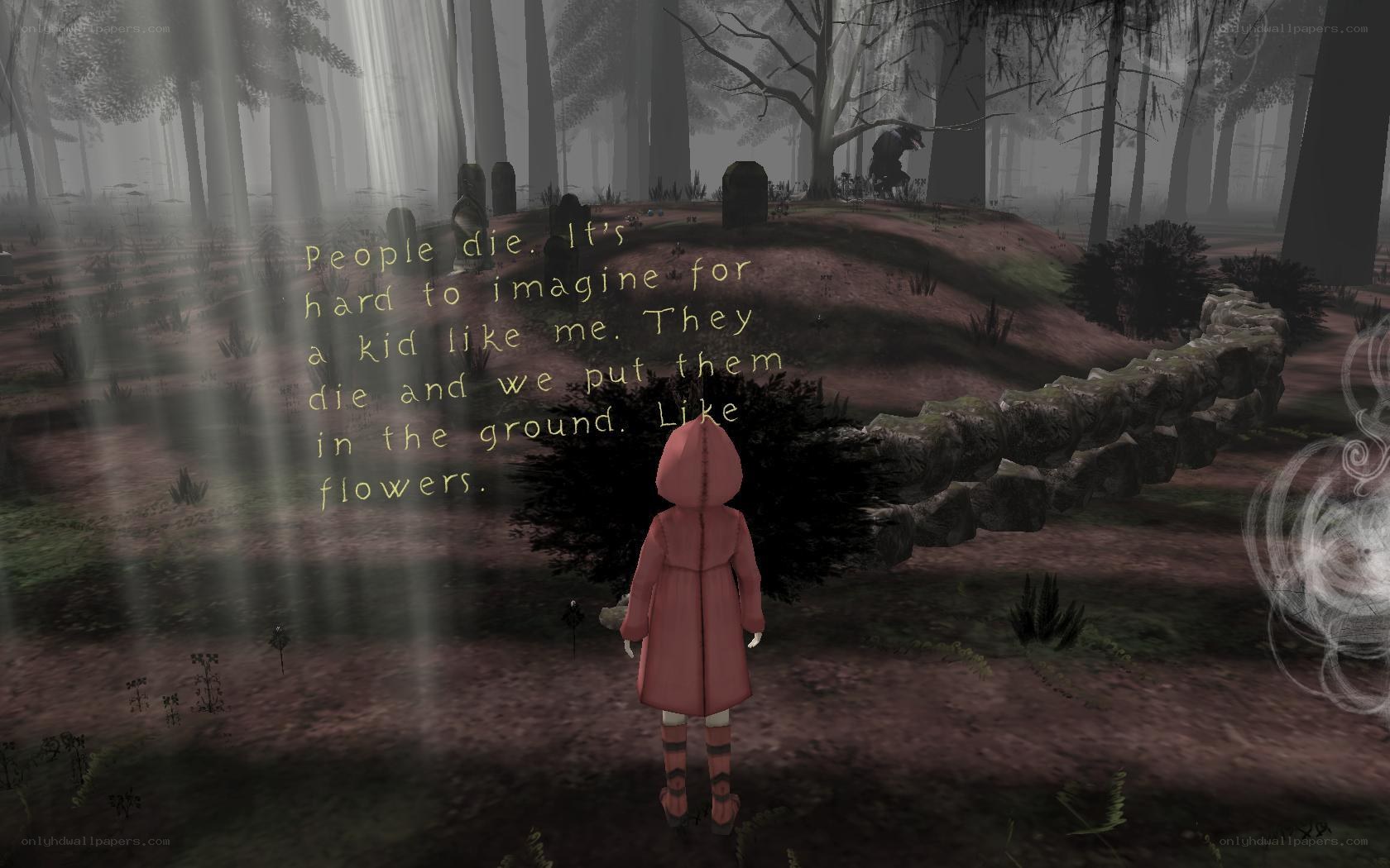 child in red coat forest