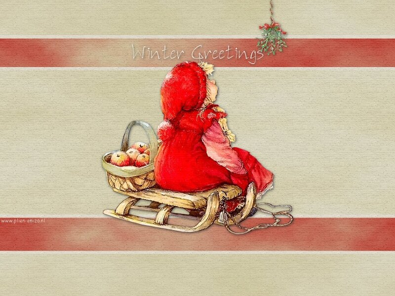 Child in Red Coat on Sled