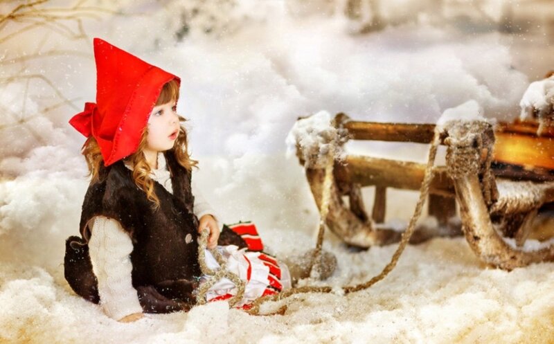 Child in Red Hat — Peaceful, Winter
