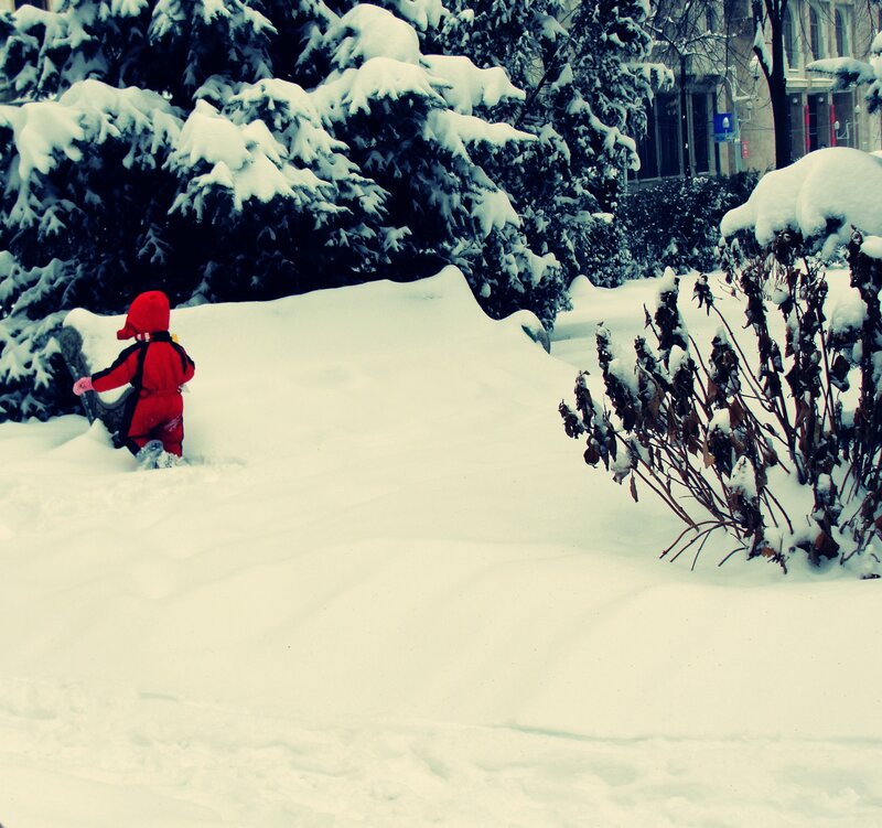 Child in Red Snowsuit