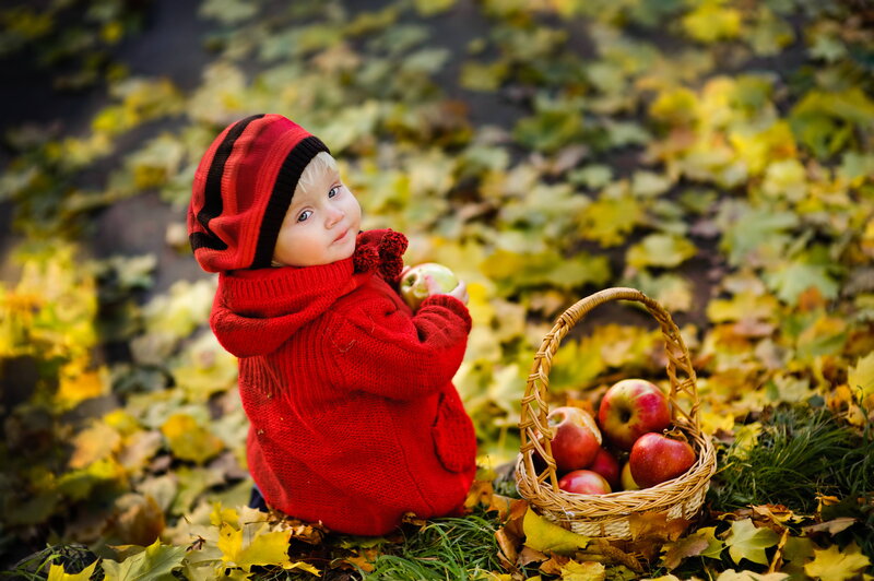 Child in Red Sweater — Peaceful, Autumn