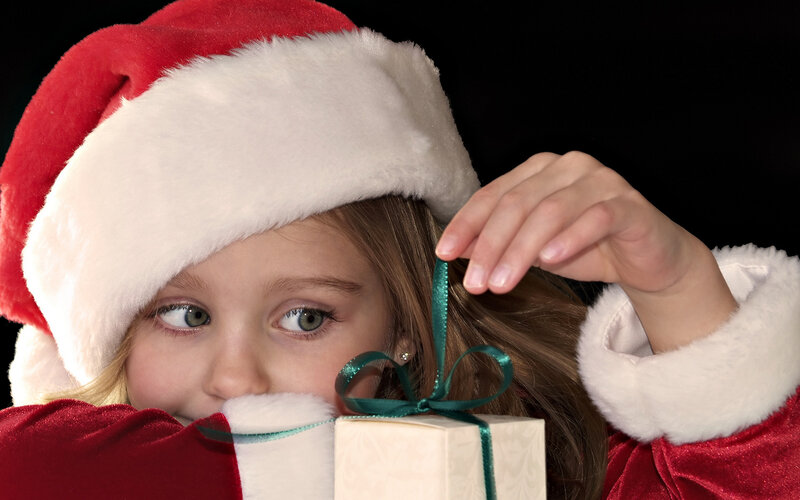 Child in Santa Costume — Red