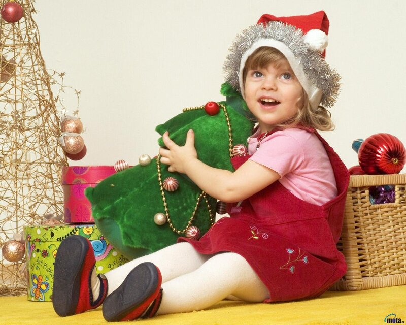 Child in Santa Hat — Red, Festive