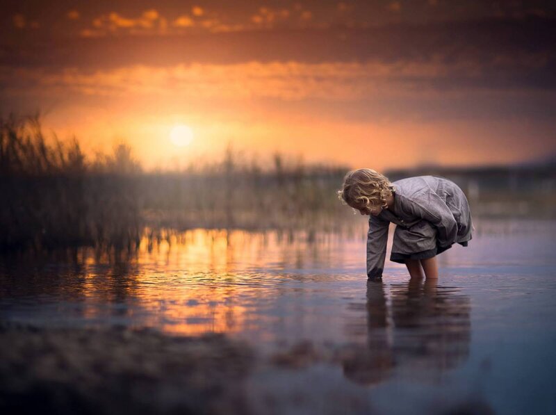 Child in Shallow Water — Orange