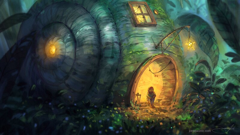 Child in Snail Shell House