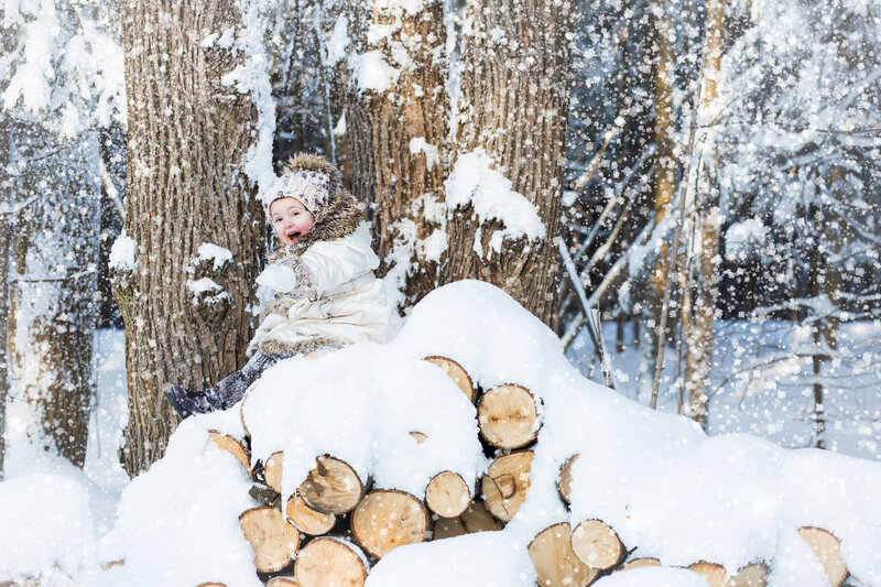Child in Snow — White, Playful