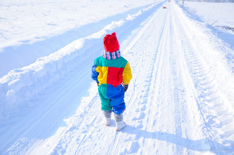 Child in Snowsuit — White
