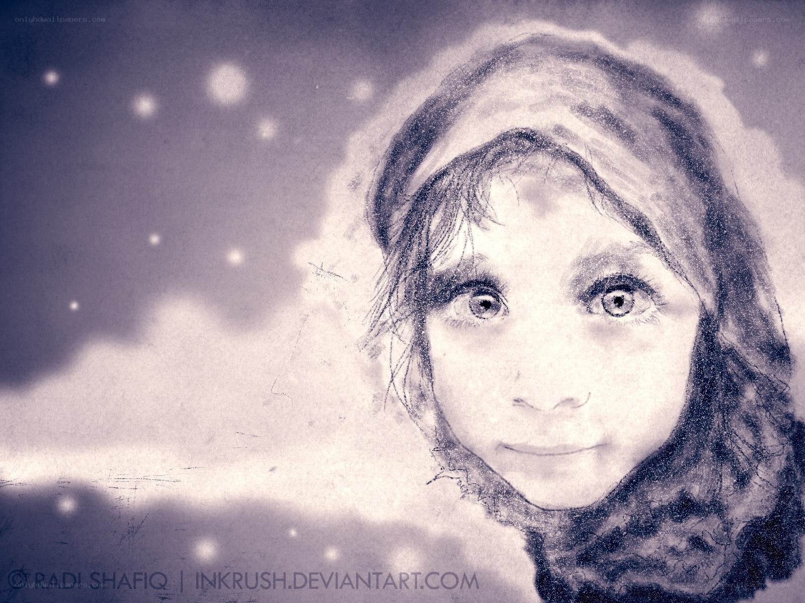child in snowy landscape