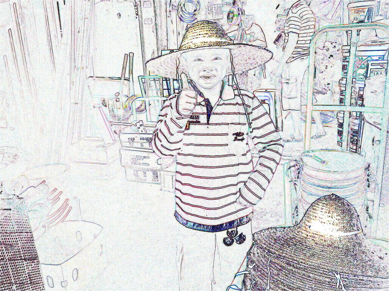 Child in Straw Hat — White