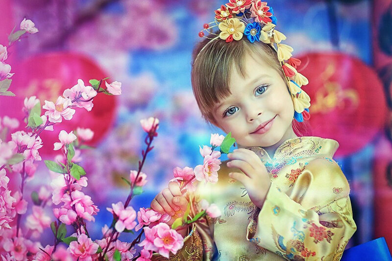 Child in Traditional Dress — Pink