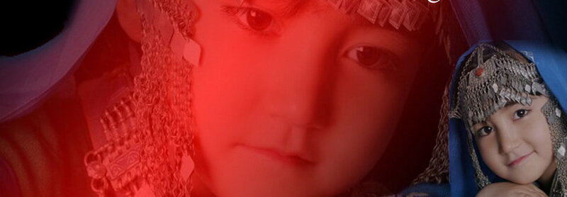 Child in Traditional Headwear — Red