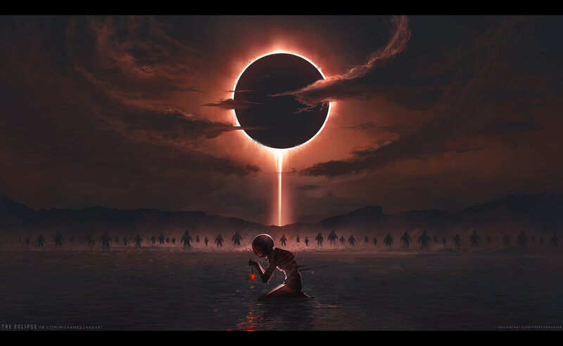 Child in Water — Black, Dramatic