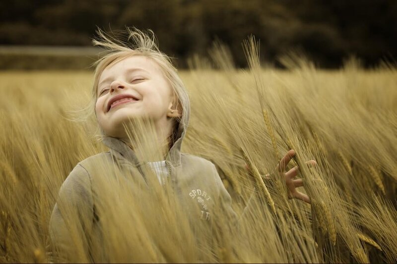 Child in Wheat Field — Yellow, Peaceful