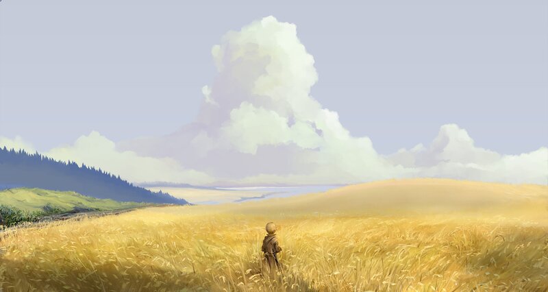 Child in Wheat Field — Yellow, Serene, Afternoon