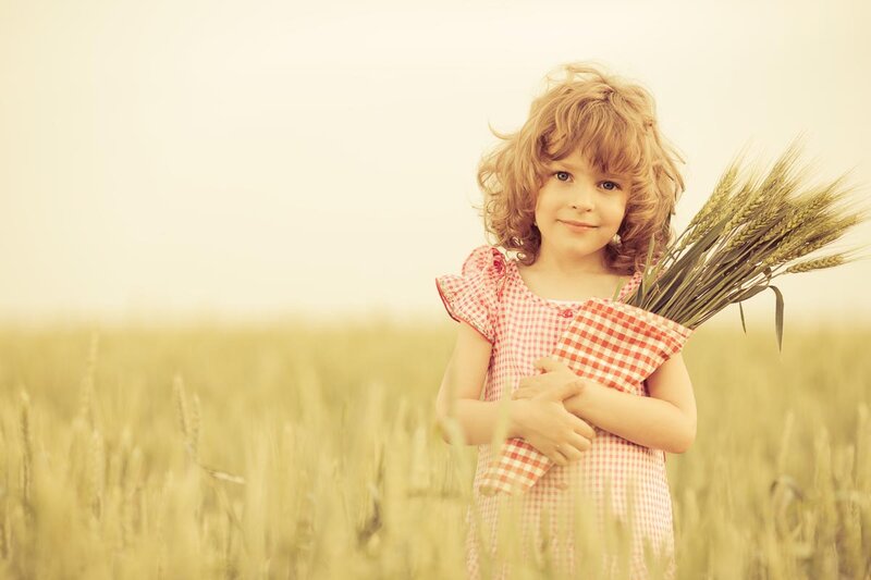Child in Wheat Field — Yellow, Serene