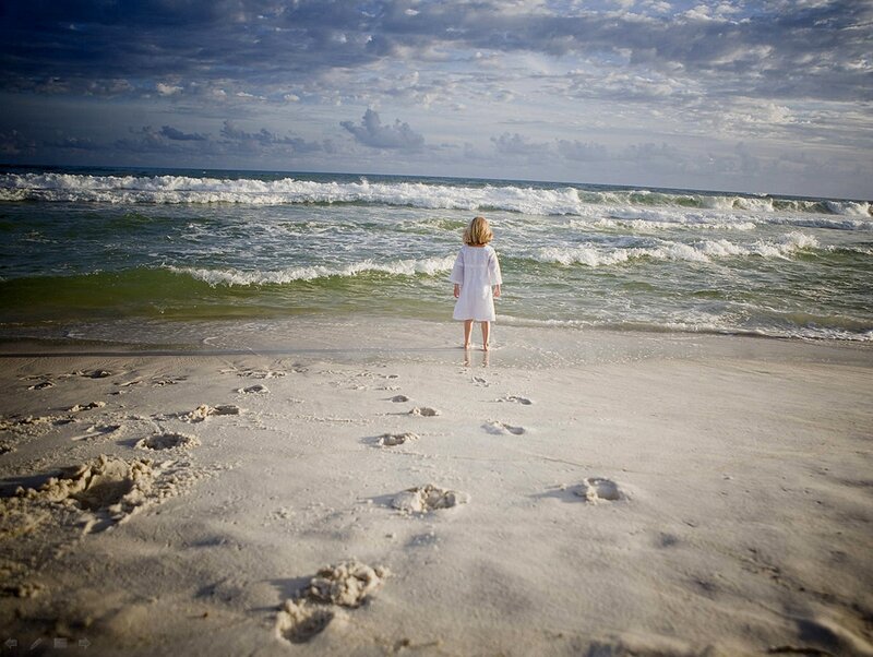 Child in White Dress — Serene, Afternoon