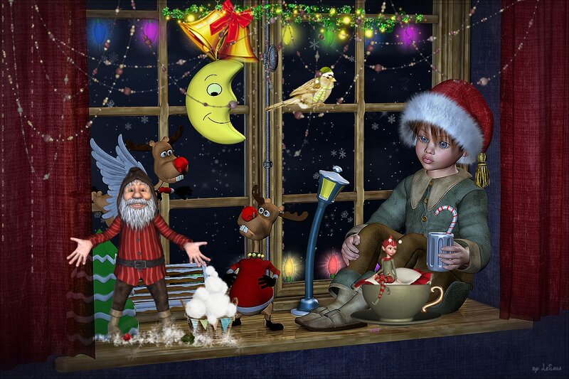 Child in Window with Elves
