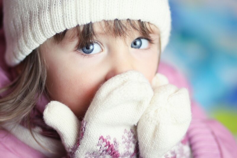 Child in Winter Clothes — White, Curious