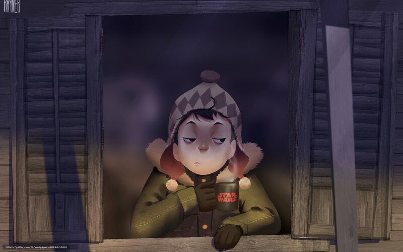 child in winter coat at window