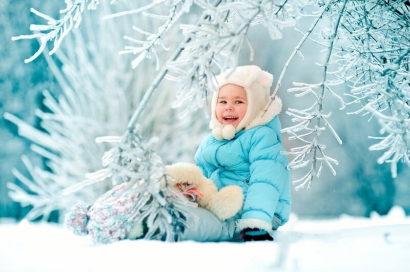 Child in Winter Coat — Blue, Peaceful