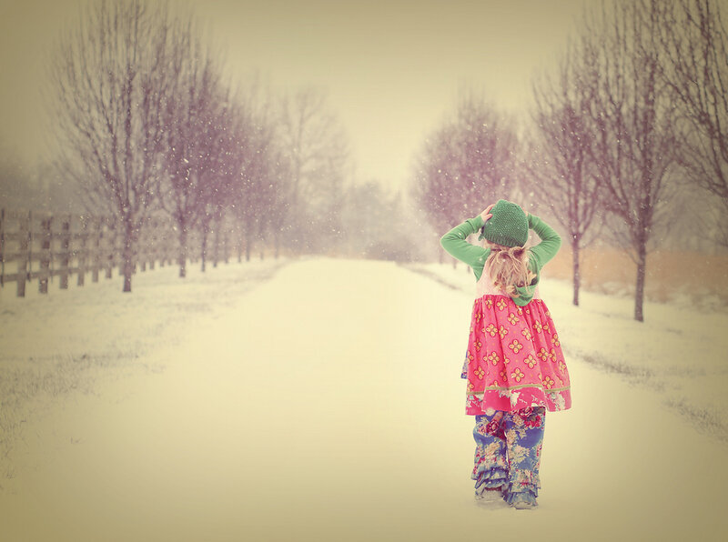 Child in Winter Coat — Green