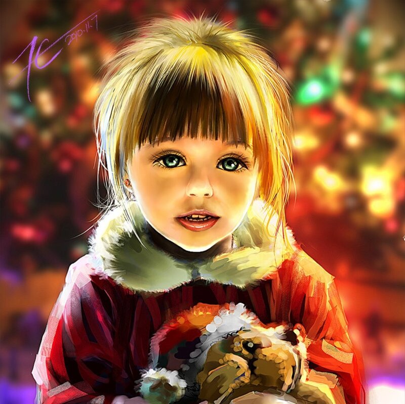 Child in Winter Coat — Red, Festive