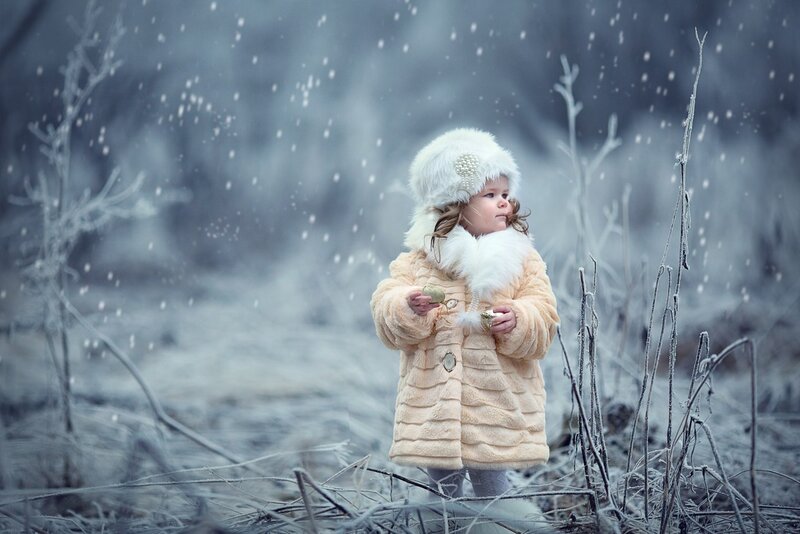 Child in Winter Coat — White, Cold, Photograph, Snow