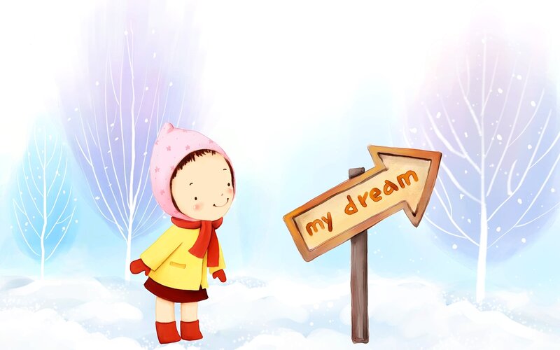 Child in Winter Coat — White, Peaceful, Illustration