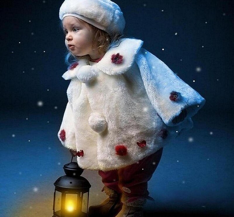 Child in Winter Coat — White, Serene