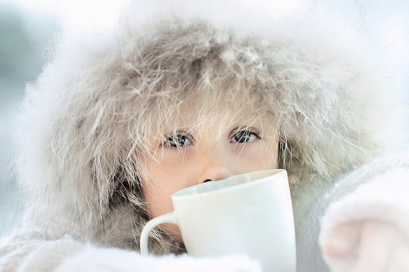 Child in Winter Coat — White