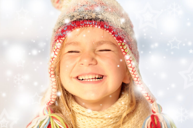 Child in Winter Hat — White