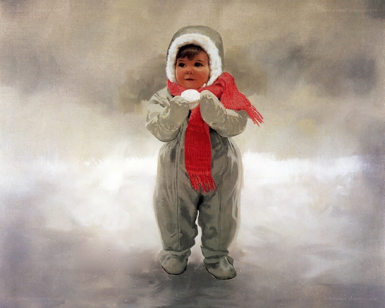child in winter snow