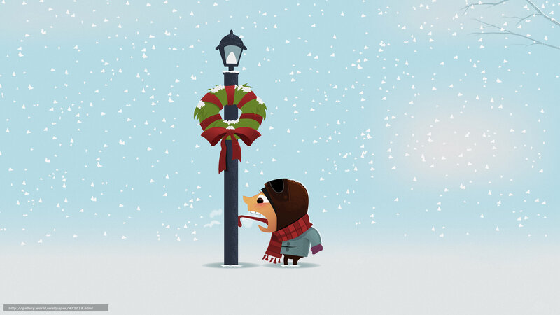 child in winter with wreath