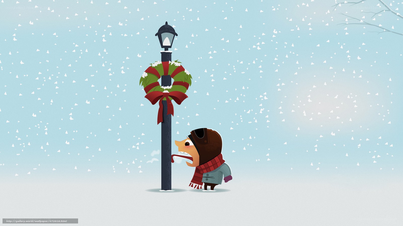 child in winter with wreath