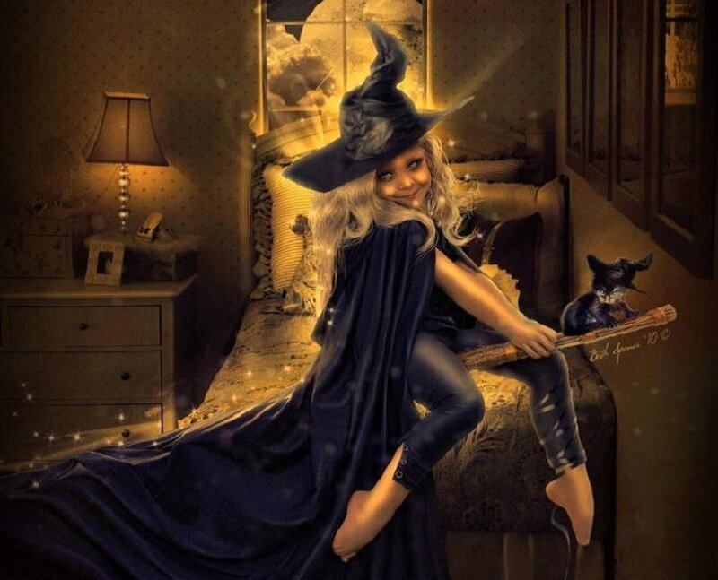Child in Witch Costume — Blue