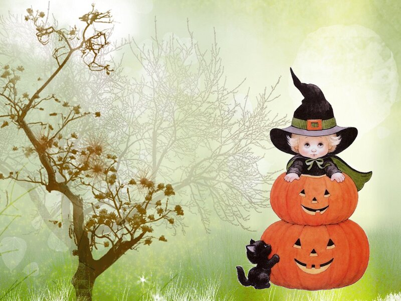 Child in Witch Costume — Green