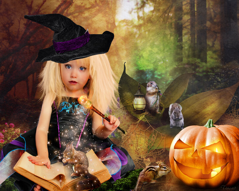 Child in Witch Costume — Orange, Magical