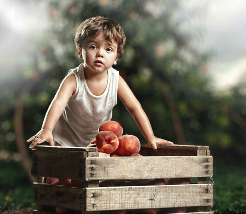 Child in Wooden Crate
