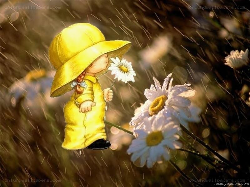 child in yellow raincoat