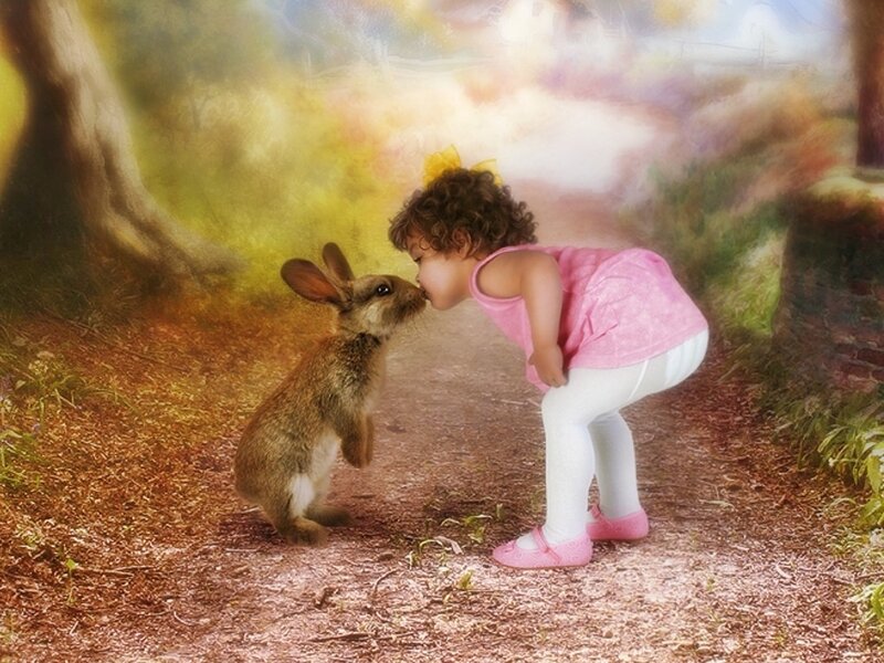 Child Kissing Rabbit