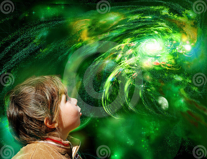 Child Looking at Galaxy