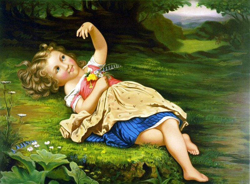 Child Lying in Grass — Green, Serene, Afternoon