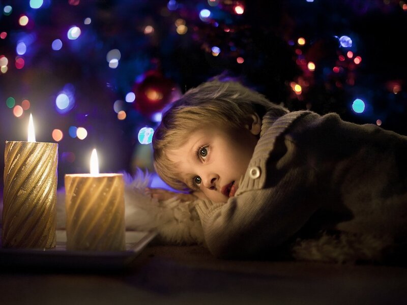 Child Lying on Floor — Blue