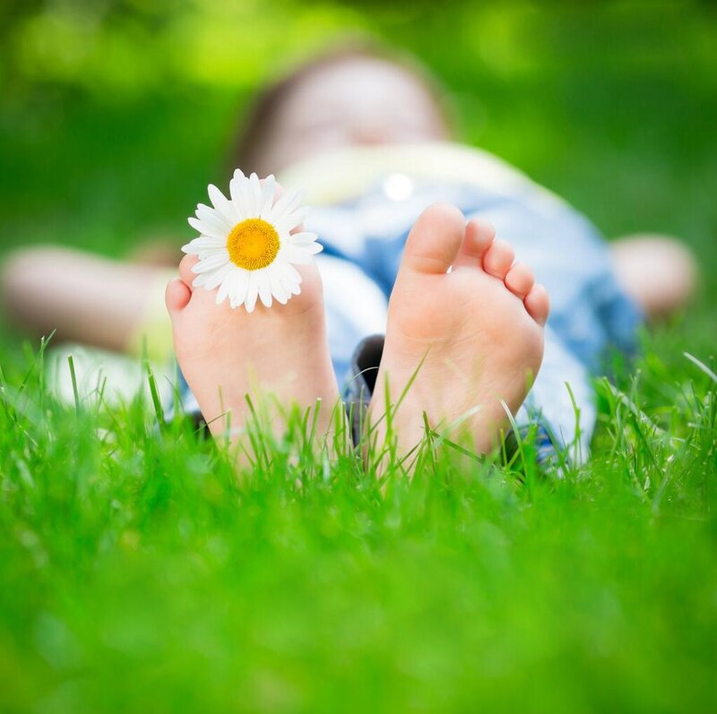Child Lying on Grass — Green, Peaceful, Summer