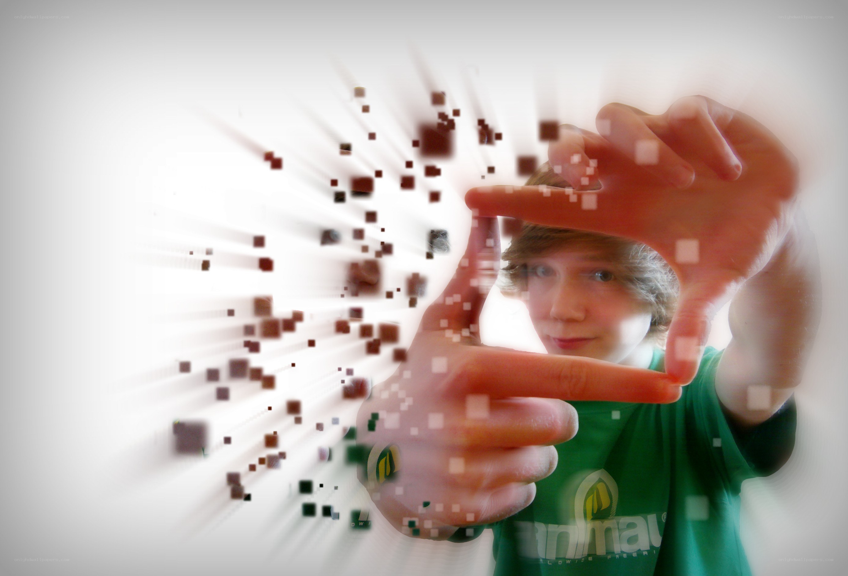 child making frame with hands