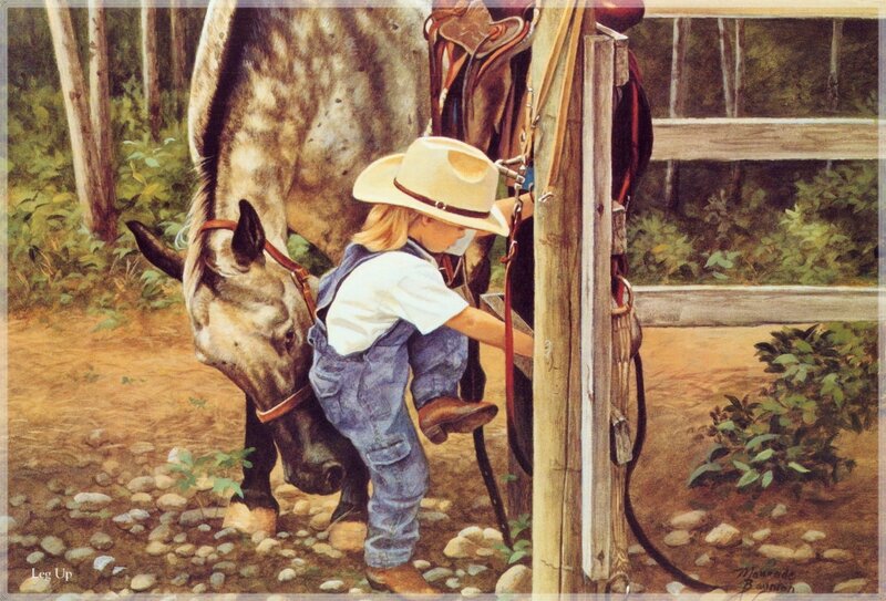 Child Mounting Horse