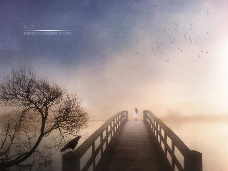 Child on a Bridge — Blue
