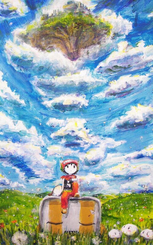 child on a cloud island