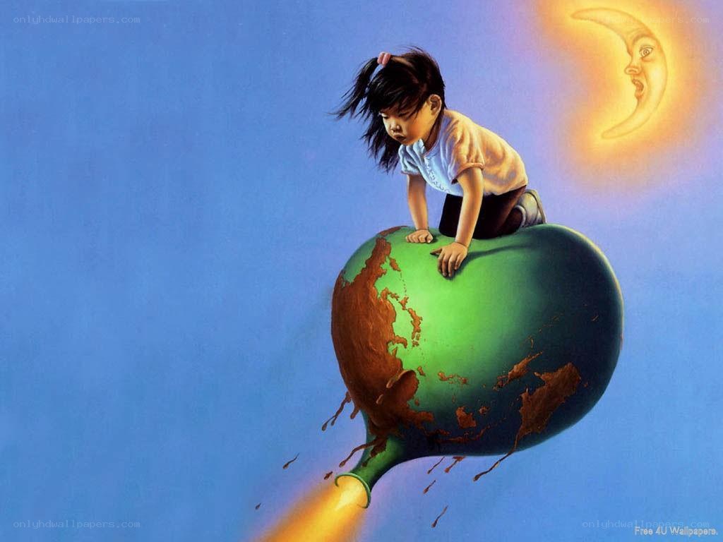 child on a planet balloon