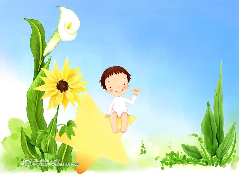 child on a star with flowers